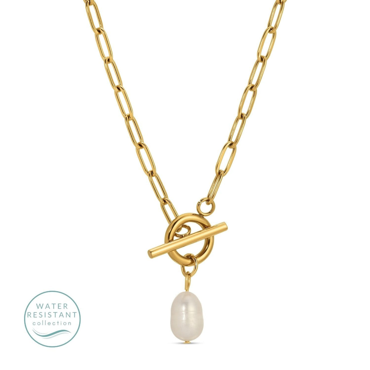 Splendid Iris - Toggle Paperclip with Pearl Necklace