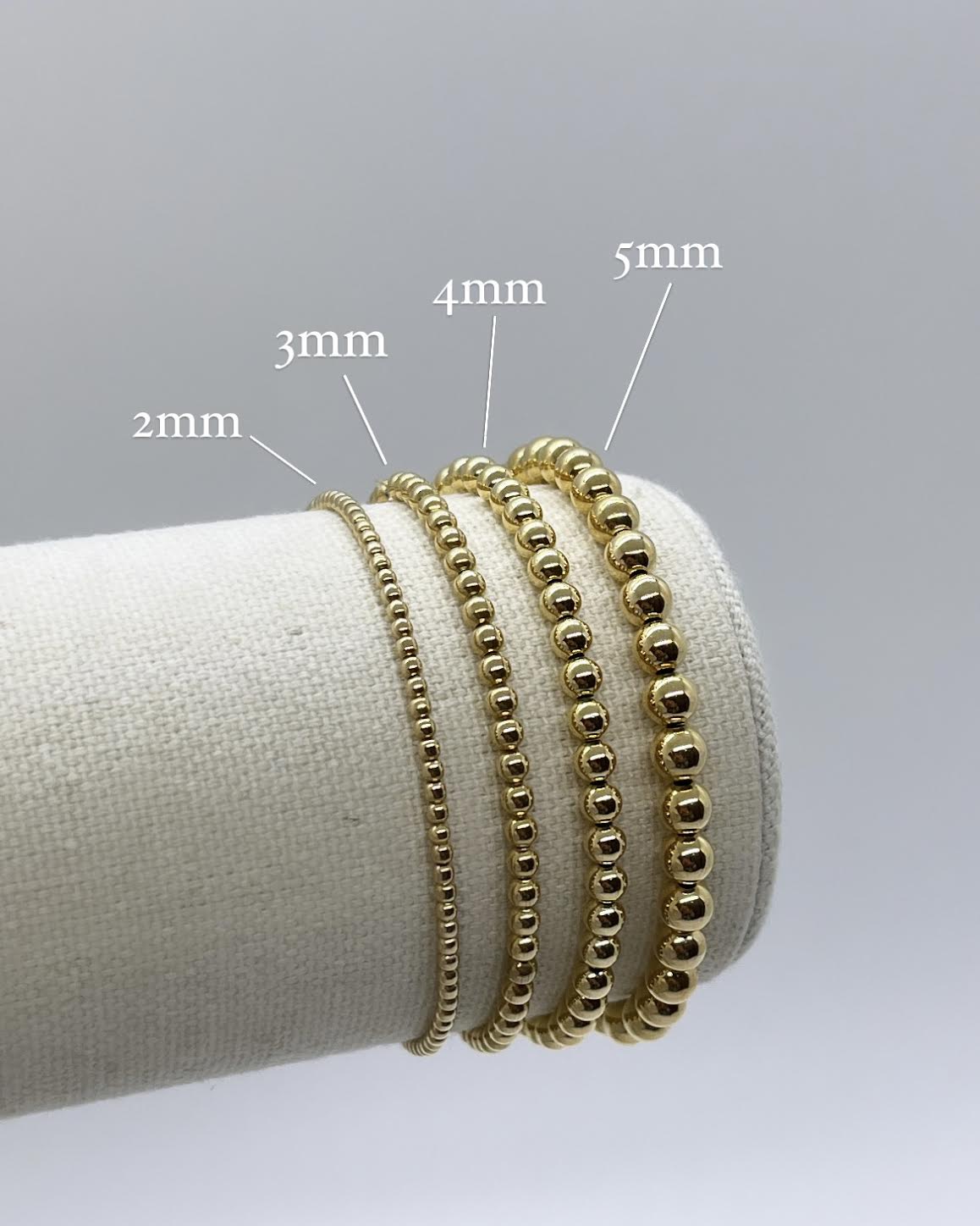 Splendid Iris - Stretch Bead Bracelet, Gold 2mm