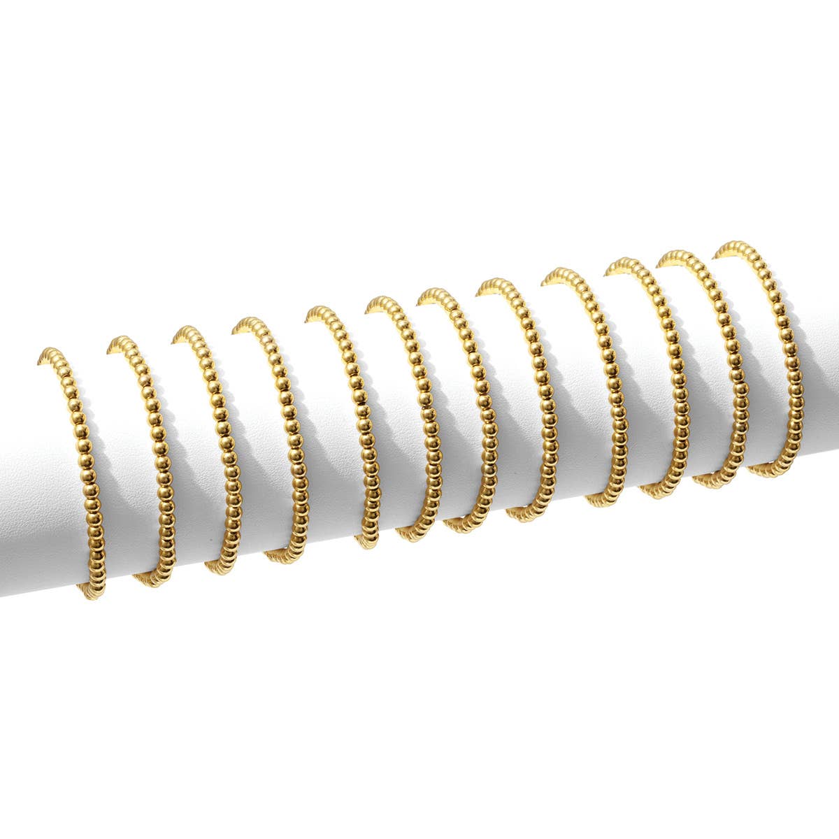 Splendid Iris - Stretch Bead Bracelet, Gold 2mm