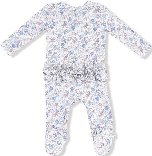 Country Girl Floral 2-way Zipper Ruffle Back Footie