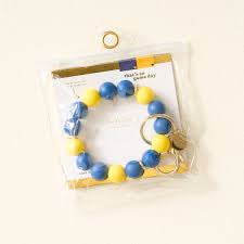 Hands-Free Keychain Wristlet - Navy Yellow