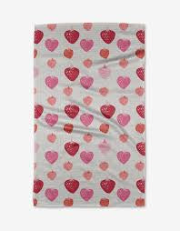 Pink Strawberries Tea Towel