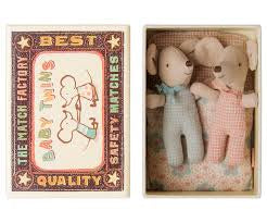 Twins Baby Mice in Matchbox - Checker