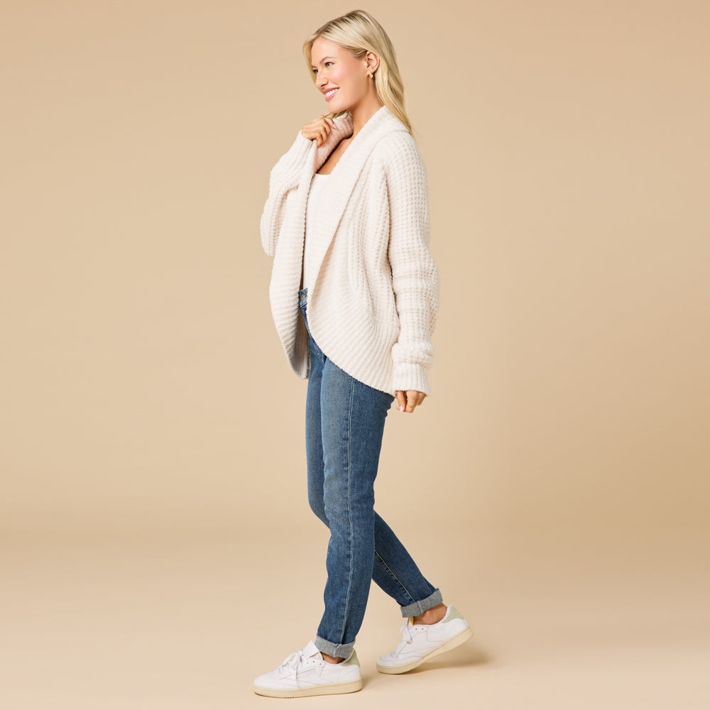 Waffle Marshmallow Cocoon Cardigan