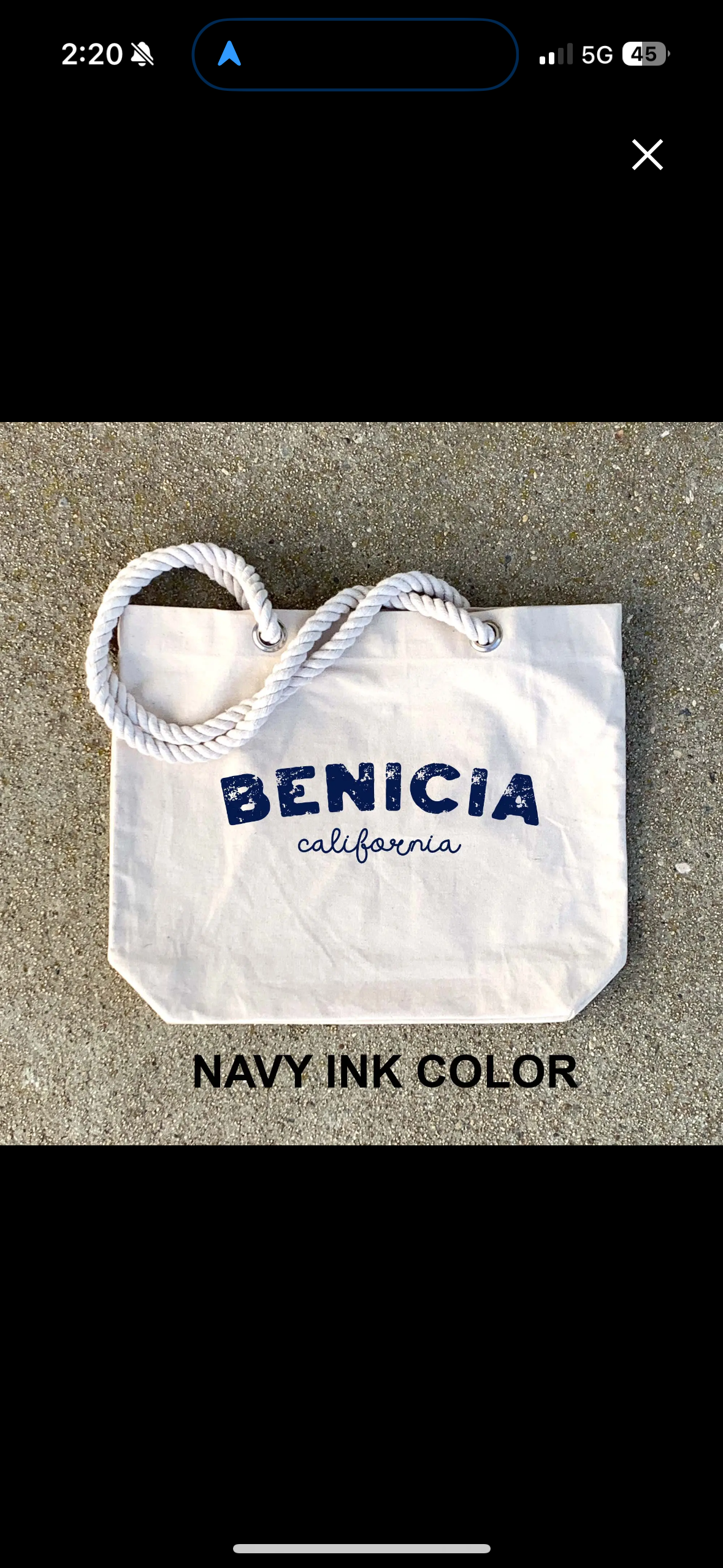 Benicia | CA Beach Tote Bag with Rope Handles