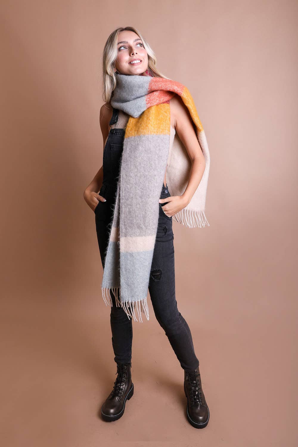 Leto Accessories - Winter Color Block Faux Mohair Scarf - Christmas 2024π