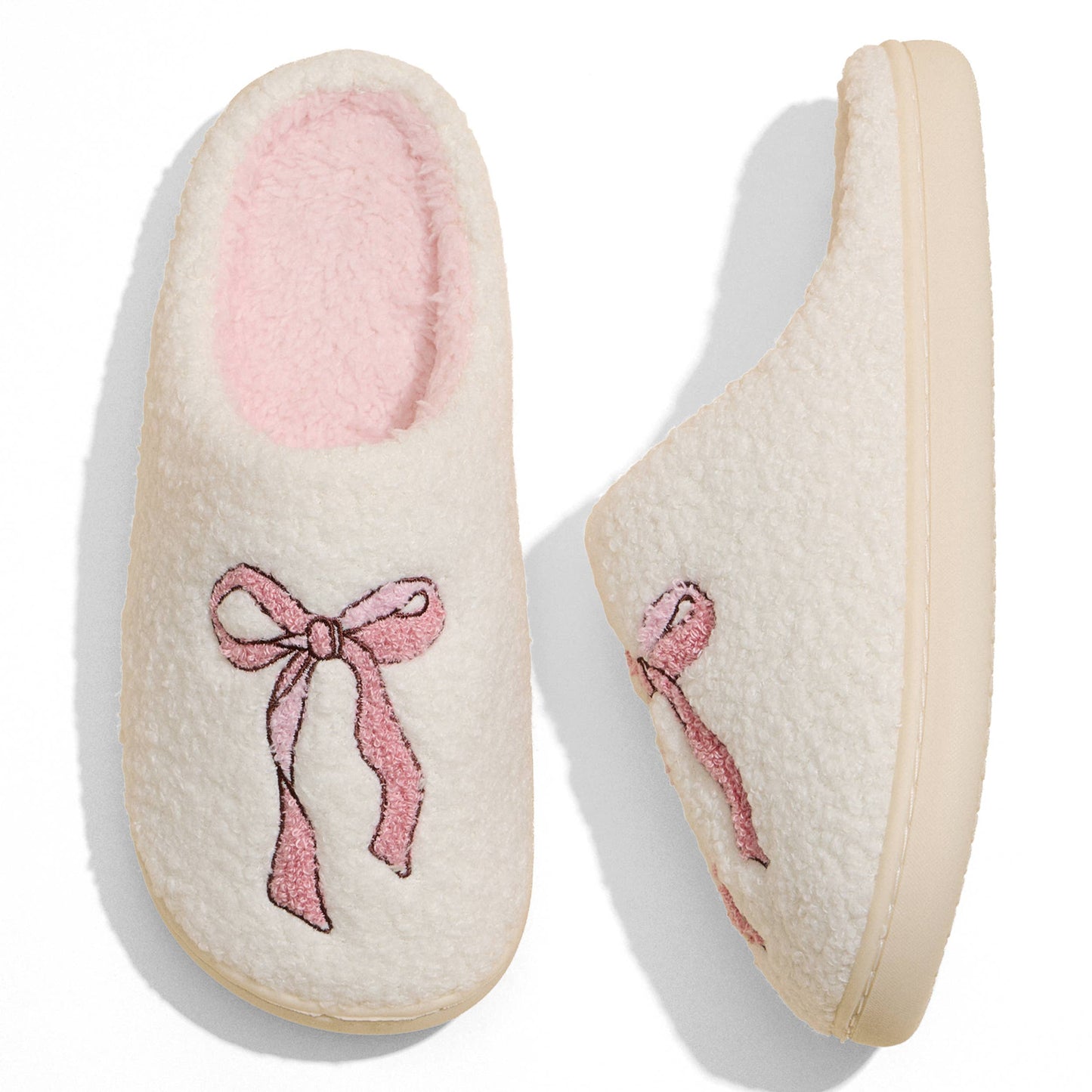Big Pink Solo Ribbon Winter Slippers