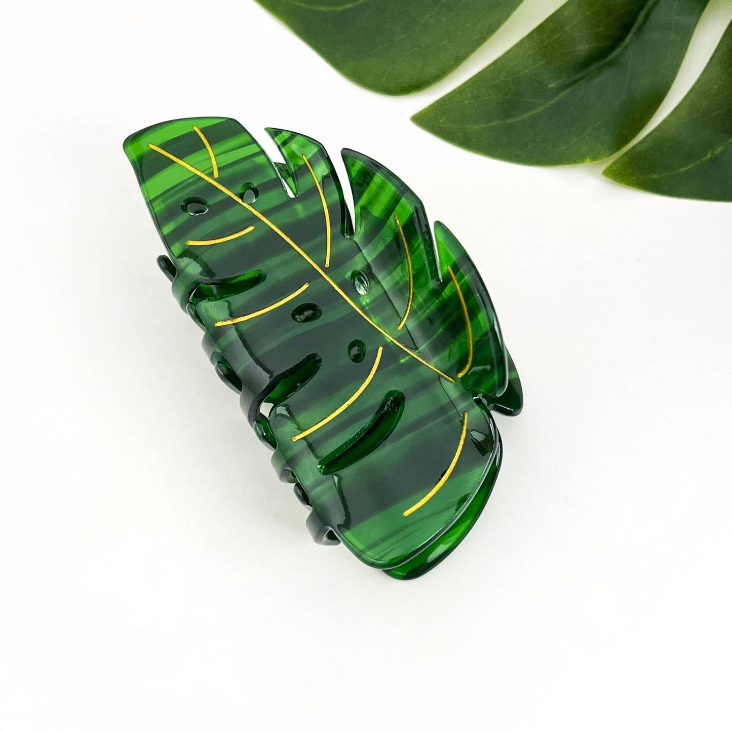 Tropical Monstera Leaf Hair Claw Clip