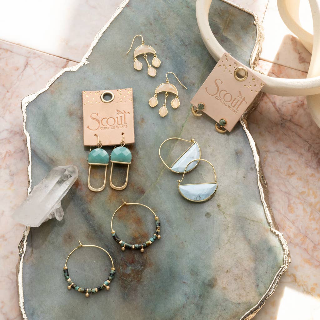 Scout Curated Wears - Stone Disc Hoop Earring - Amazonite/Silver