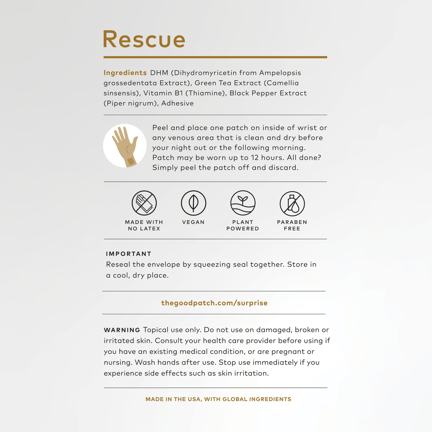 Rescue Limited Edition Wearable Wellness Patch