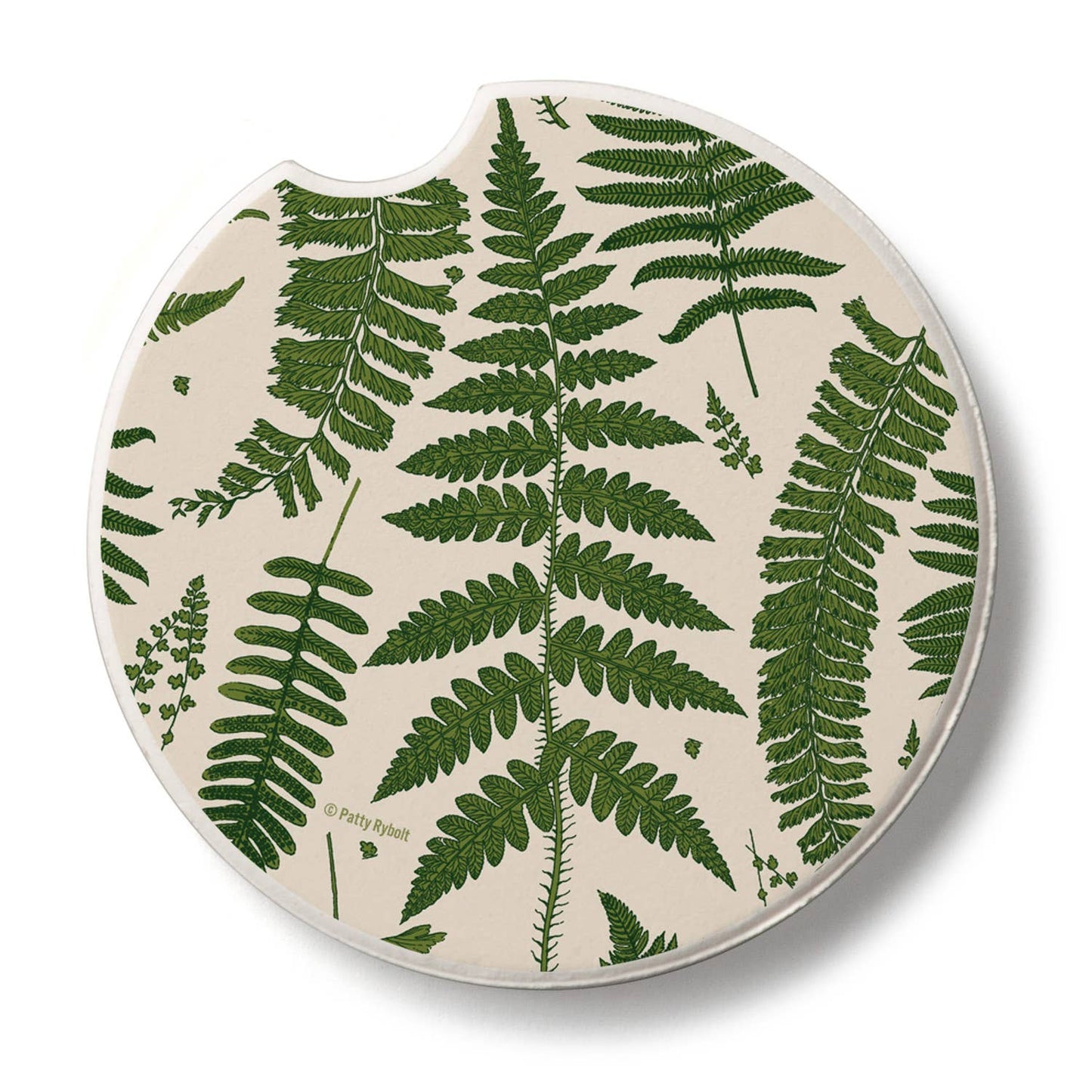 "Natural Ferns" Stone Car Coaster