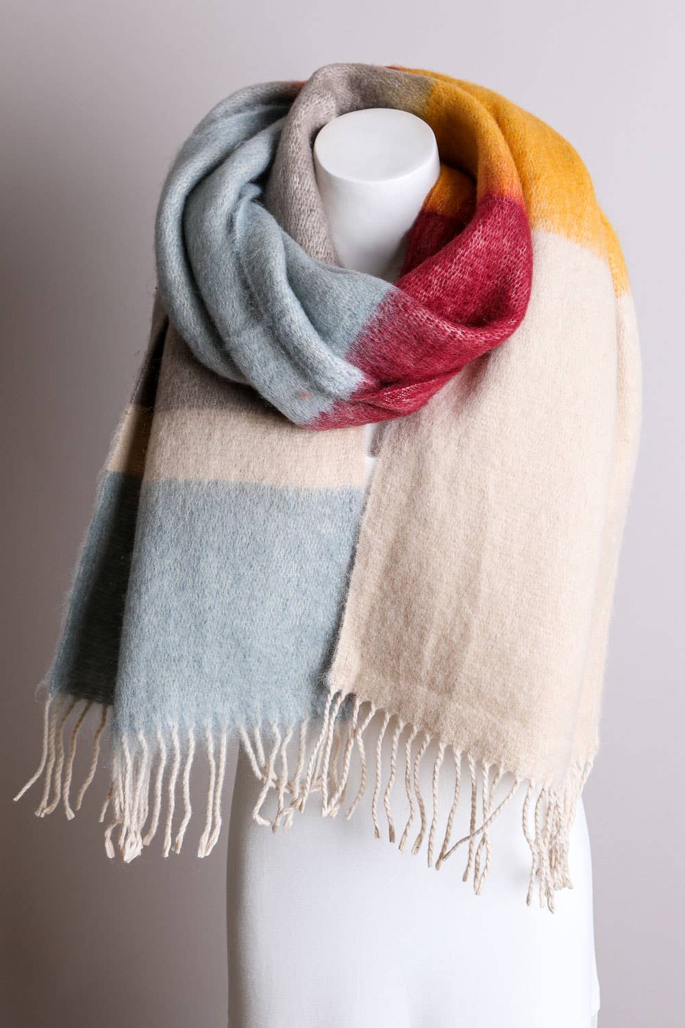 Leto Accessories - Winter Color Block Faux Mohair Scarf - Christmas 2024π