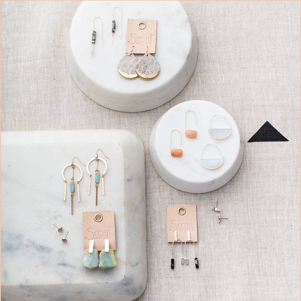 Scout Curated Wears - Stone Prism Hoop - Sunstone/Gold