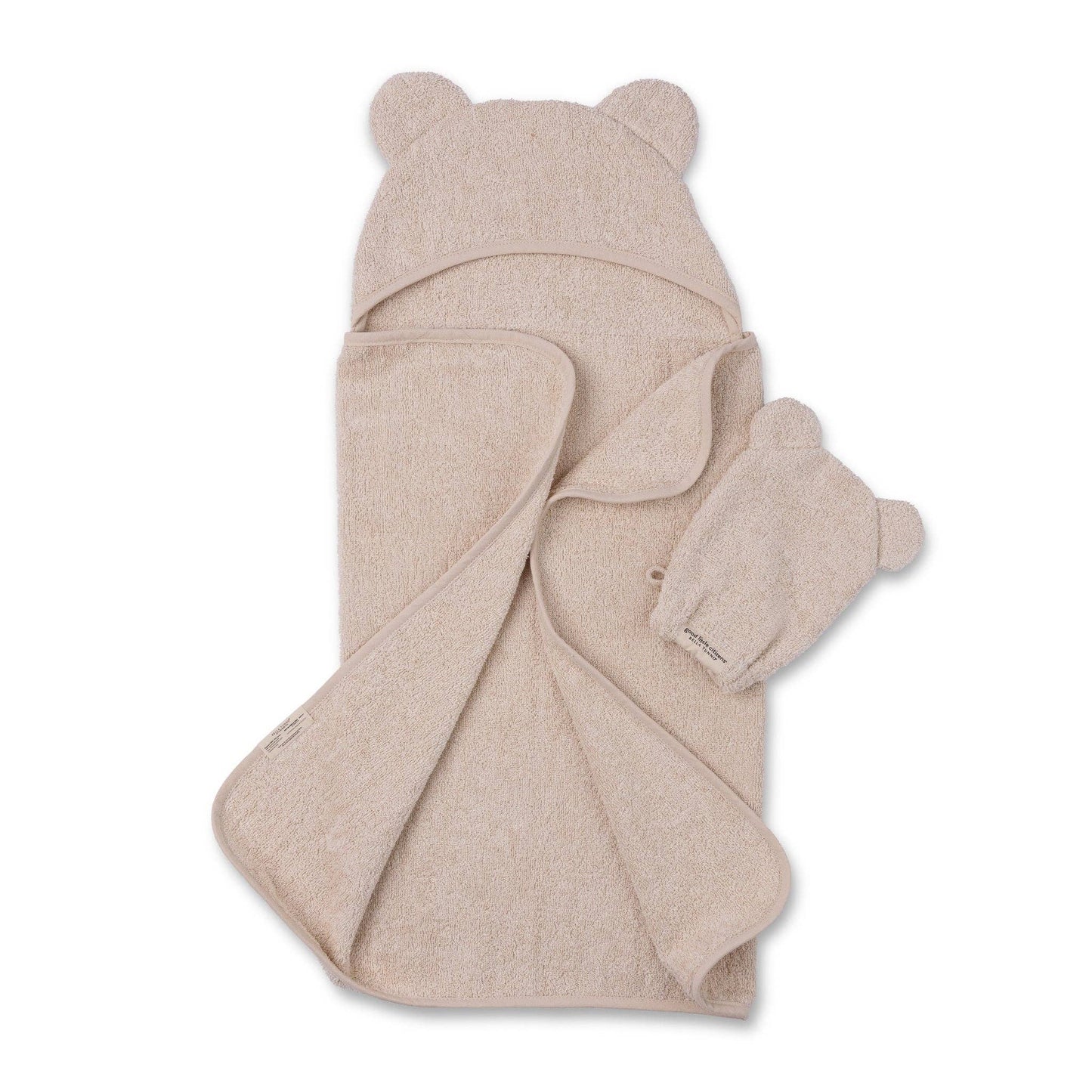 Hooded Towel + Wash Mitt Set Linen