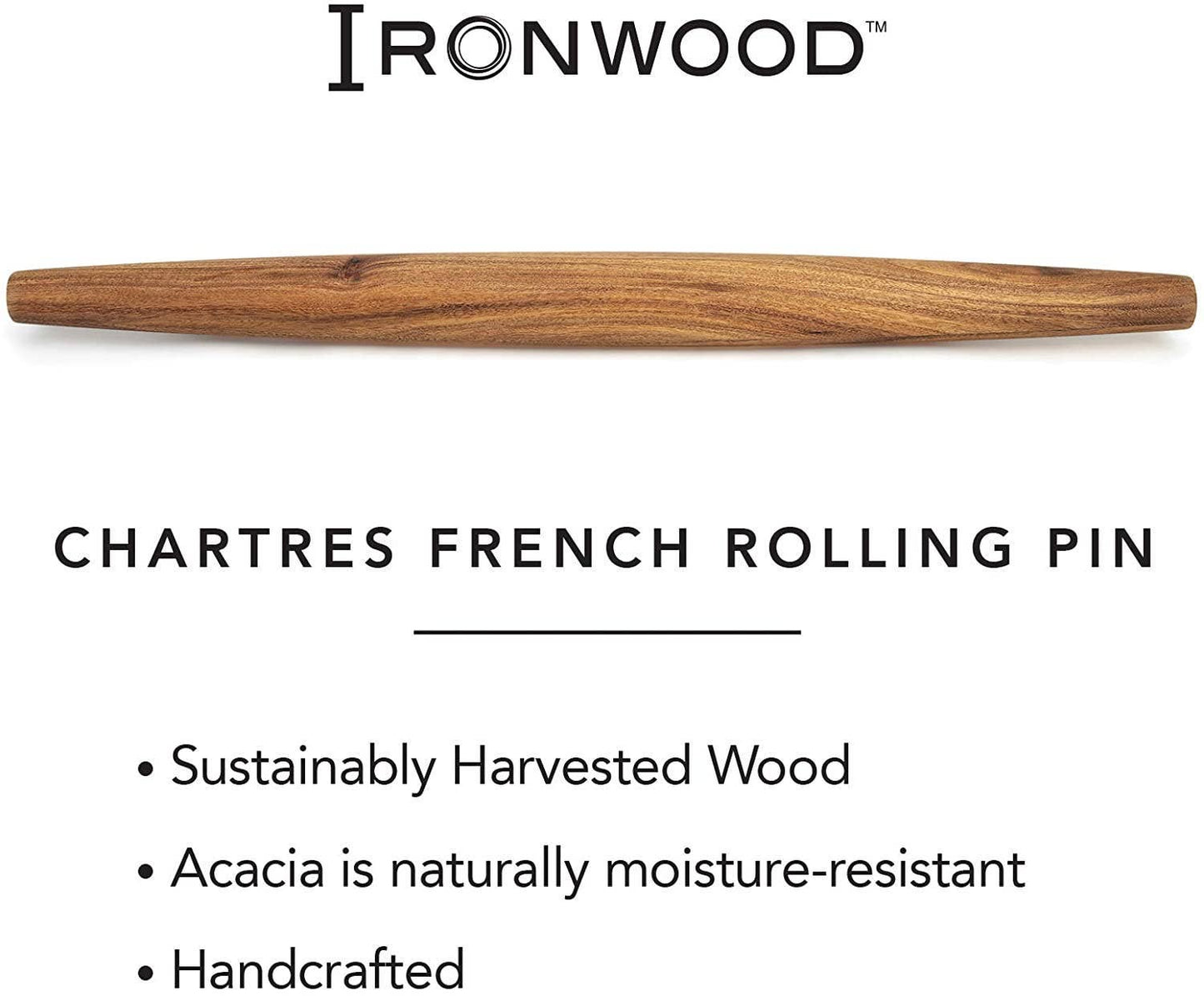 Acacia Ironwood French Rolling Pin | 20"