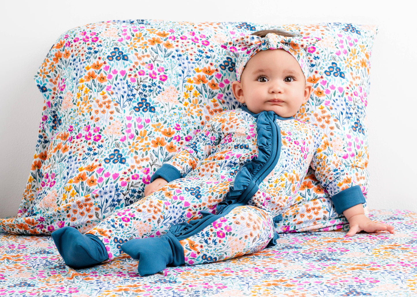 Jammie Session formerly Big Dreams Little Jammies - Whispering Wildflowers Ruffle Baby Bamboo Zipper Romper Pajamas–Unisex Toddler Sleepwear–Gender Neutral Baby Outfit–Newborn Gift–Boy girl Day Nightwear, kid clothing