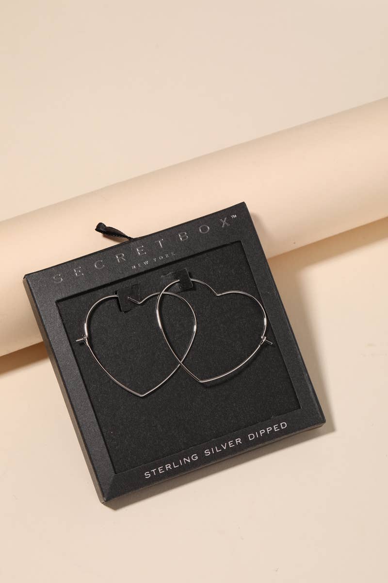 Secret Box Heart Outline Hoop Earrings in Gold