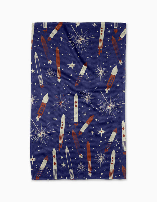 Geometry - Rocketing Through The Skies Tea Towel