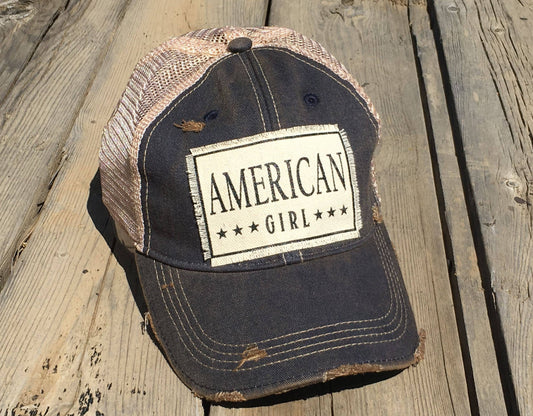 American Girl Distressed Trucker Hat Baseball Cap