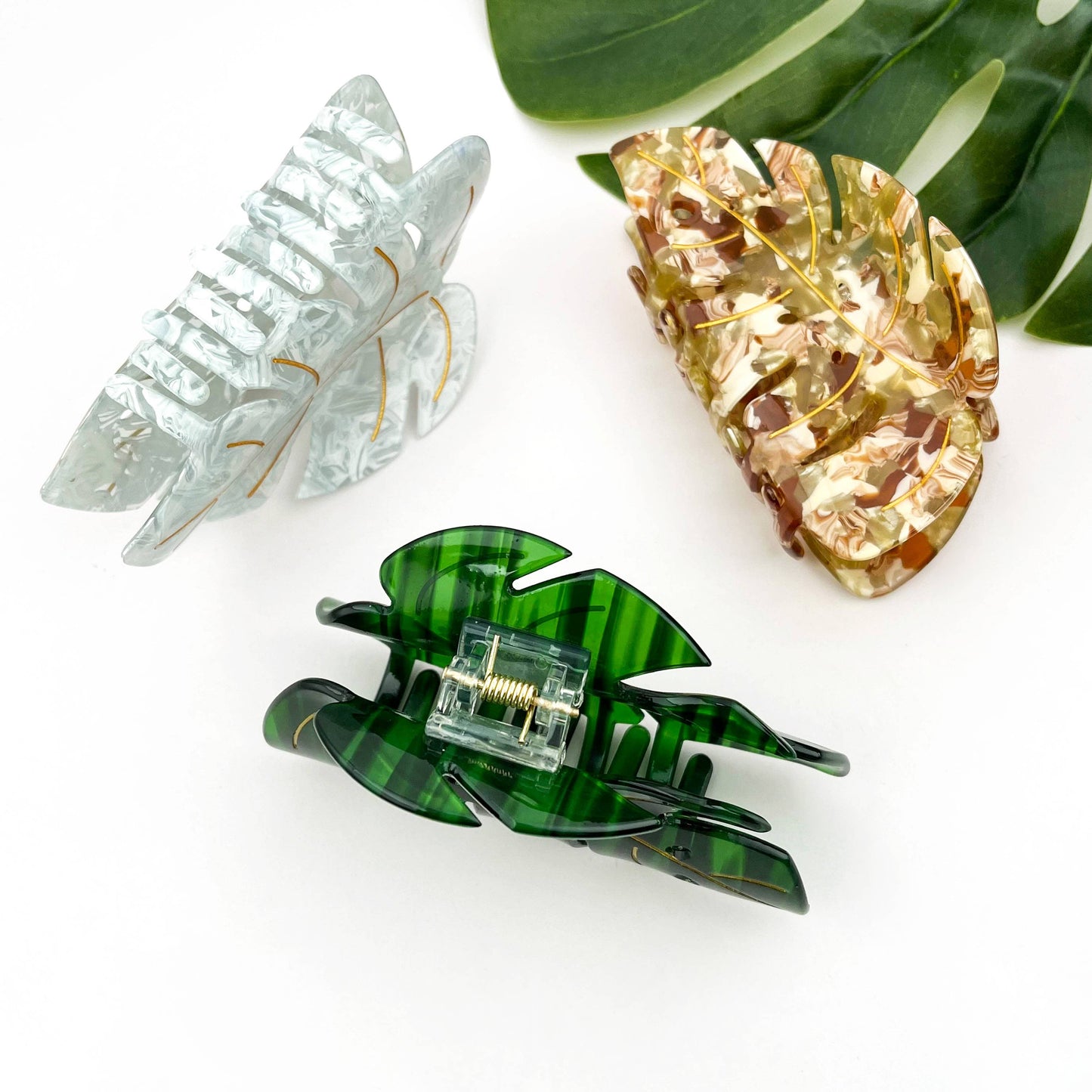 Tropical Monstera Leaf Hair Claw Clip