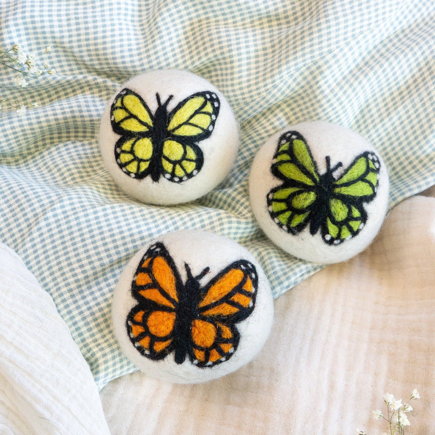 Friendsheep - Rainbow Monarch Butterfly Eco Wool Dryer Ball - Set of 6