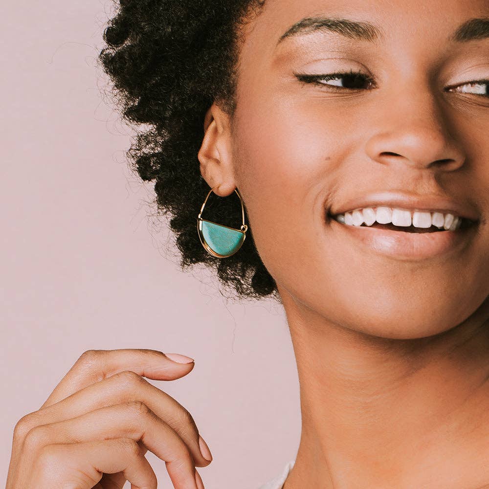 Scout Curated Wears - Stone Prism Hoop - Black Spinel/Gold
