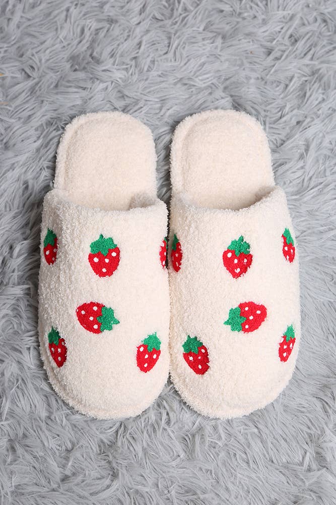 Strawberry Fuzzy Slipper