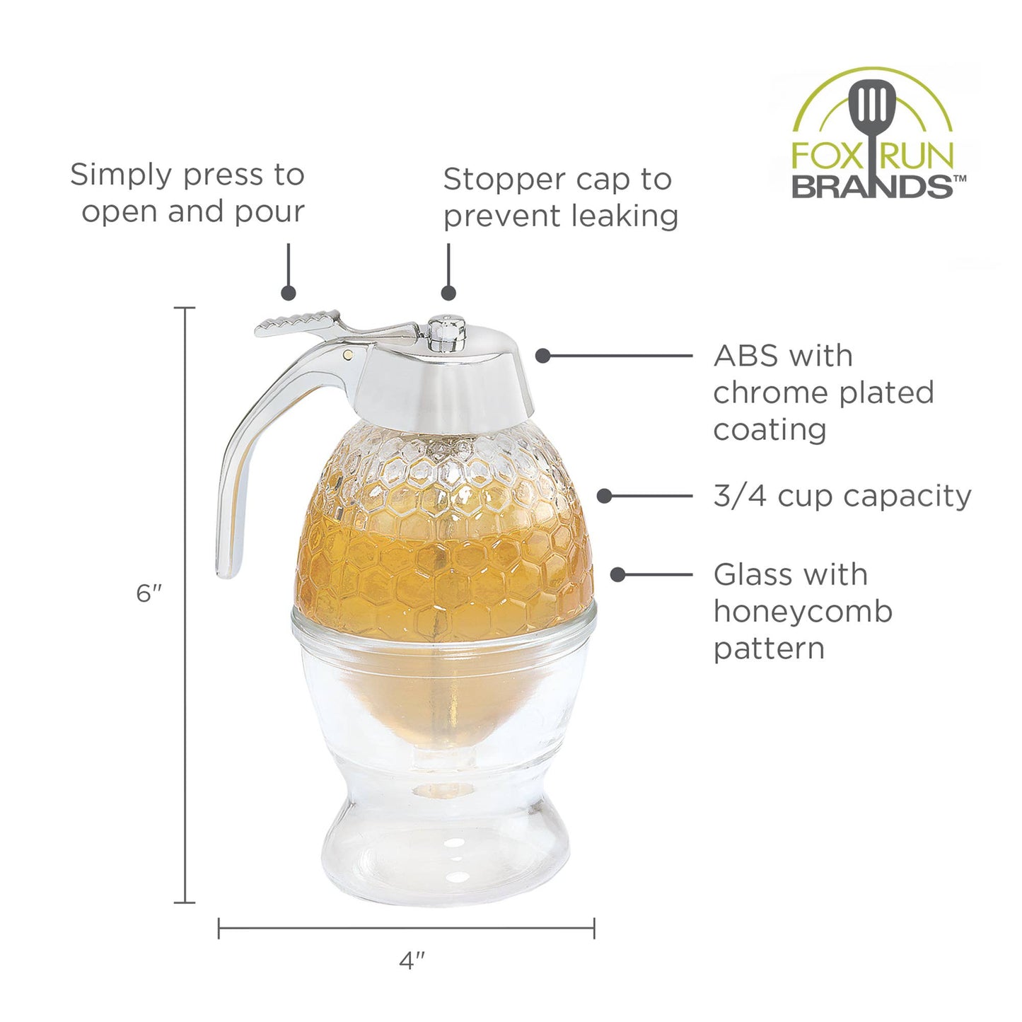 Glass Honey Syrup Dispenser | 6-Ounce