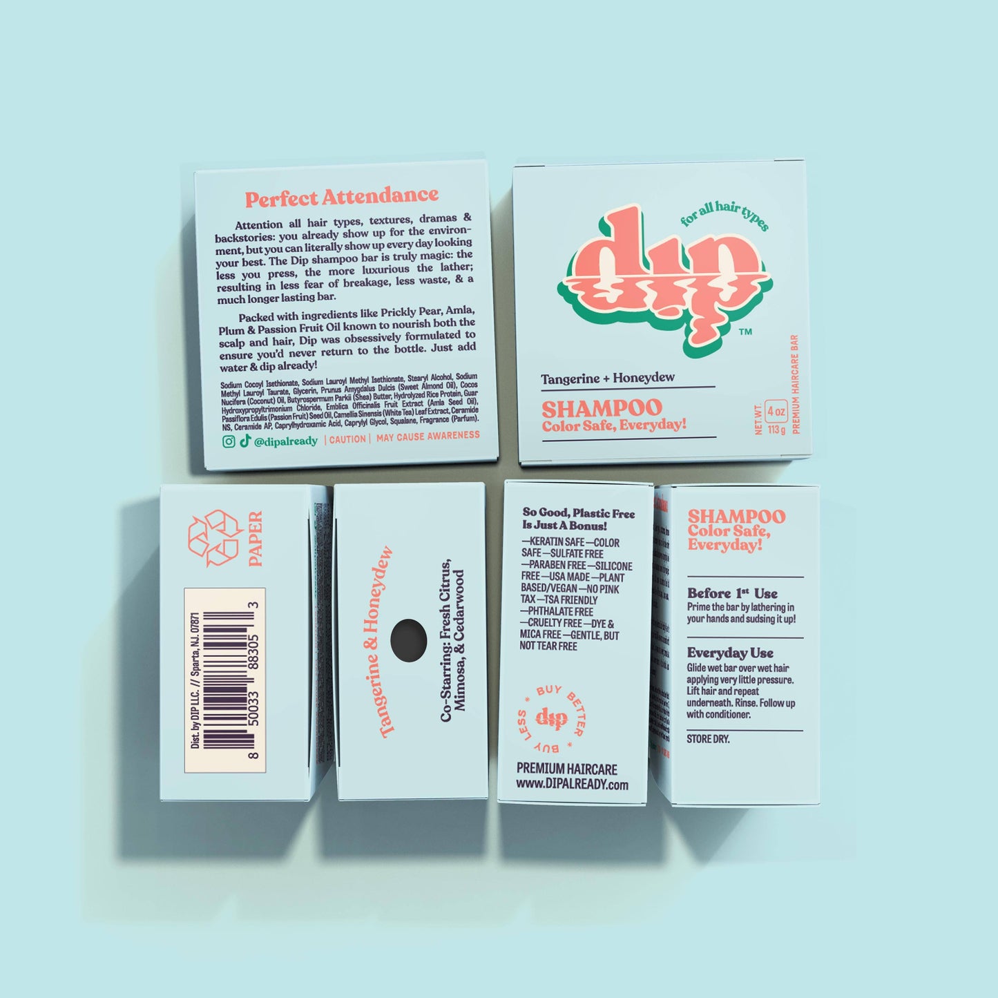 Dip - Color Safe Shampoo Bar for Every Day - Tangerine & Honeydew: 4 oz