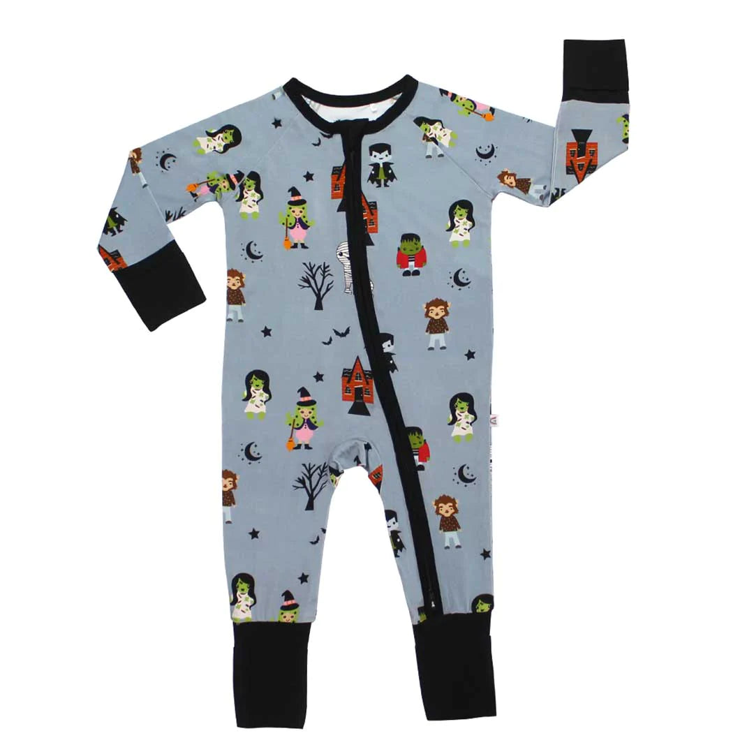 Monster Mash Halloween Bamboo Baby Convertible Footie Pajamas
