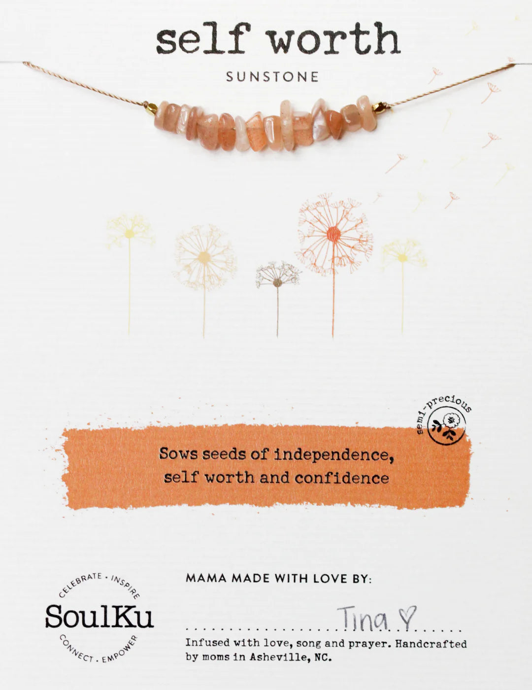 Seeded Card Sunstone Necklace | Self-Worth