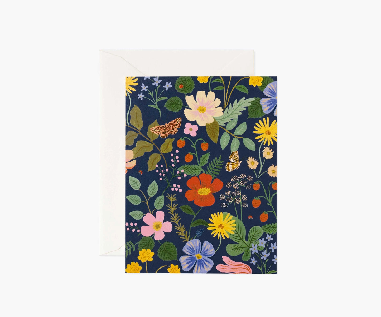 Navy Strawberry Fields Blank Card
