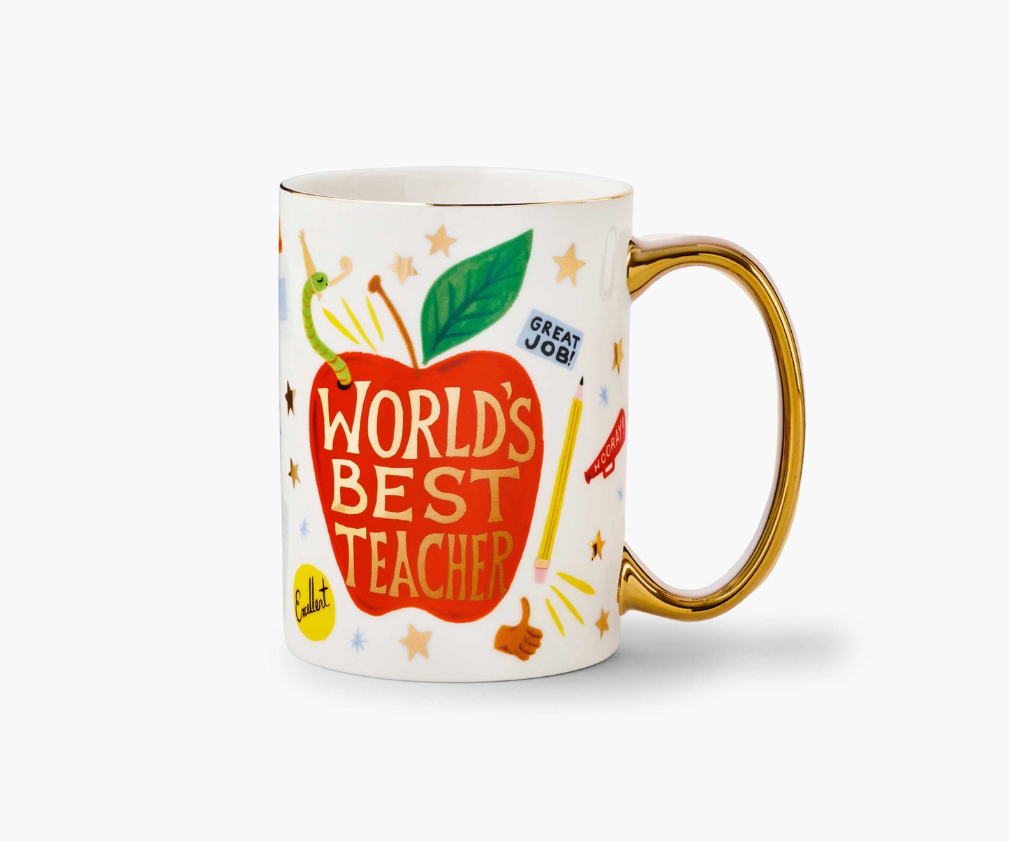 Rifle Paper Co. Gold Handled Mug | World's Best Teacher