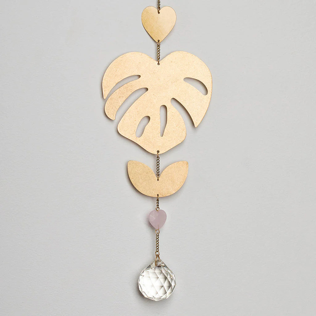 Suncatcher | Monstera Leaf + Rose Quartz