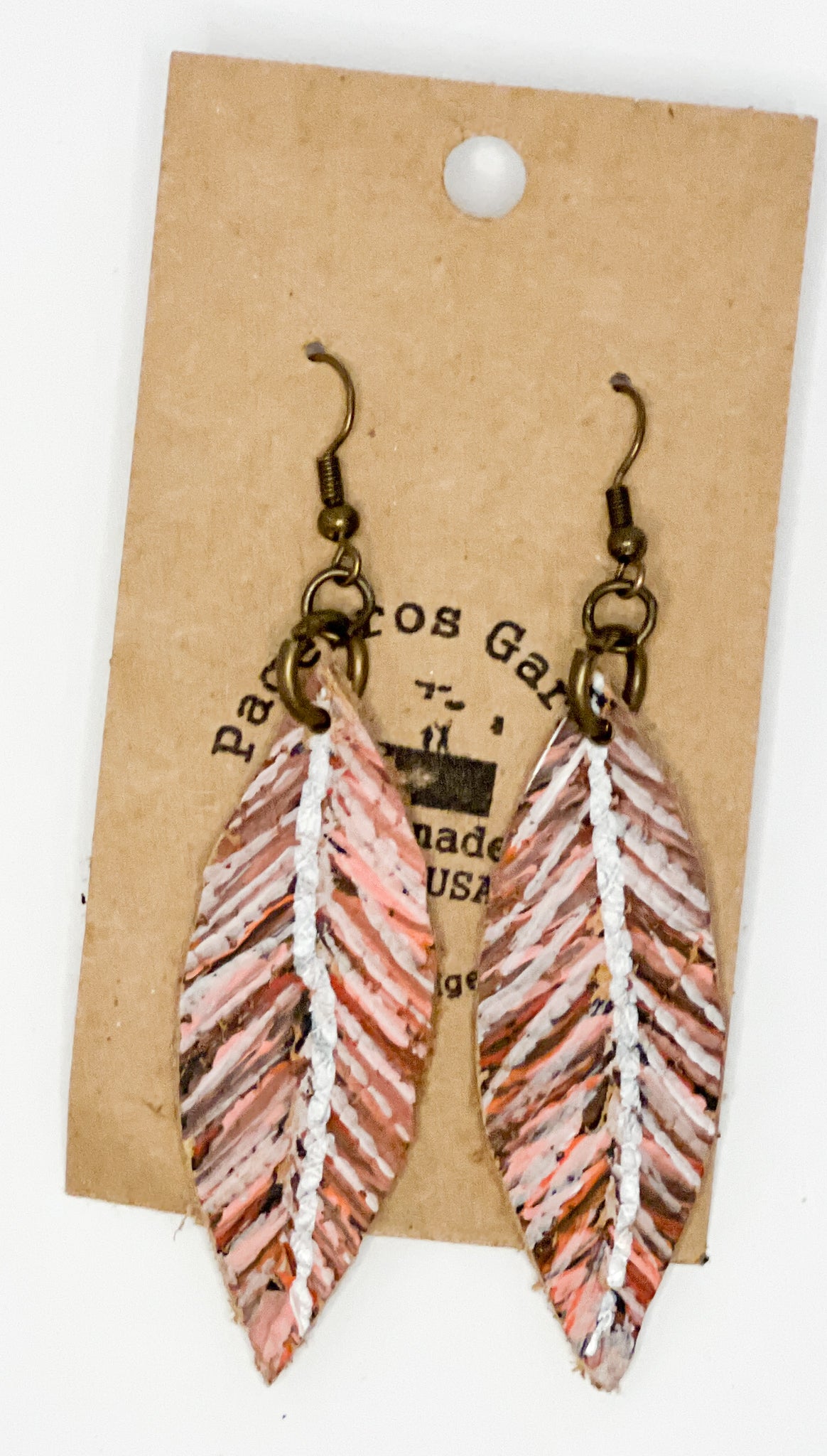 Leather Hand-Painted Feather Earrings (multiple colors)