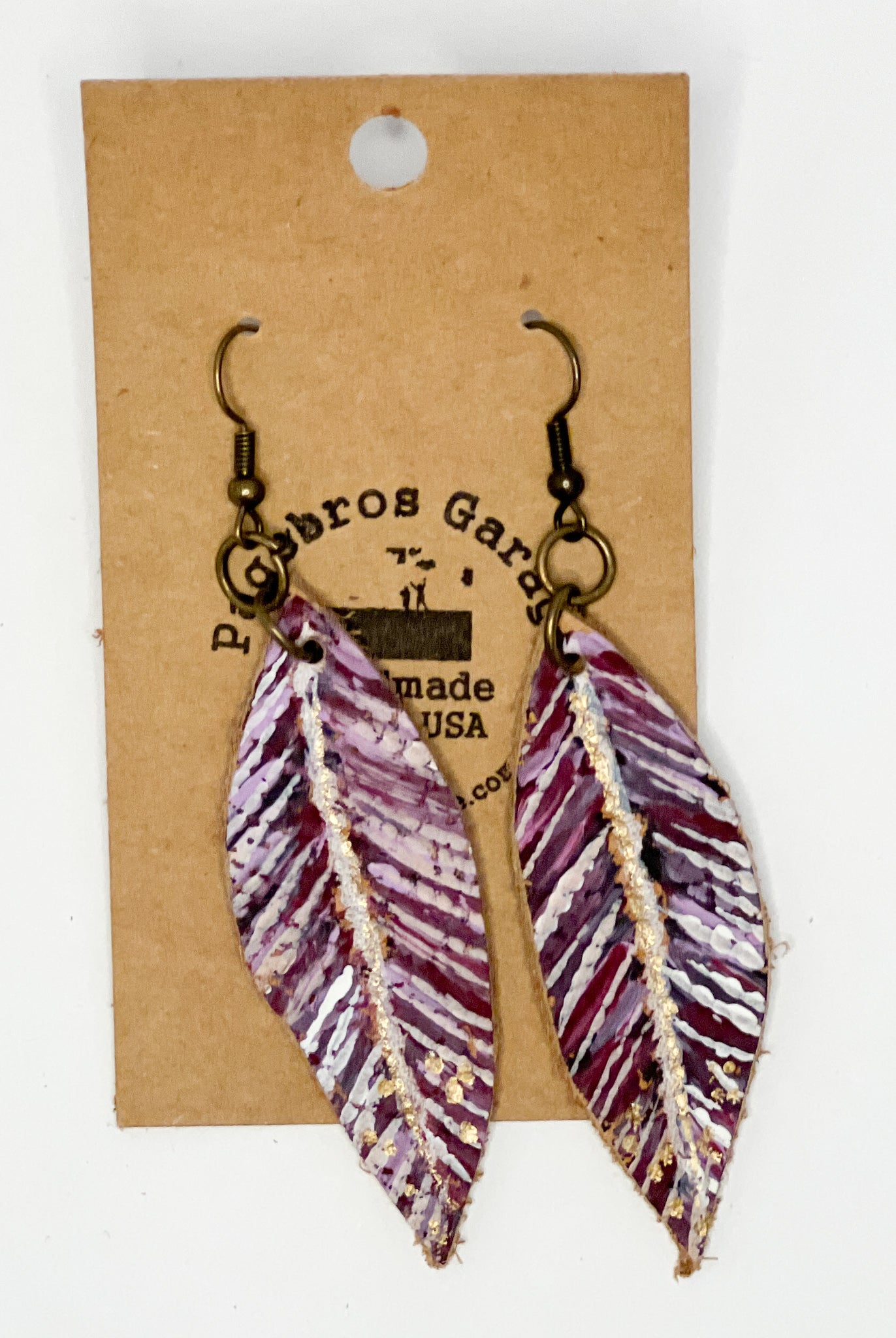 Leather Hand-Painted Feather Earrings (multiple colors)