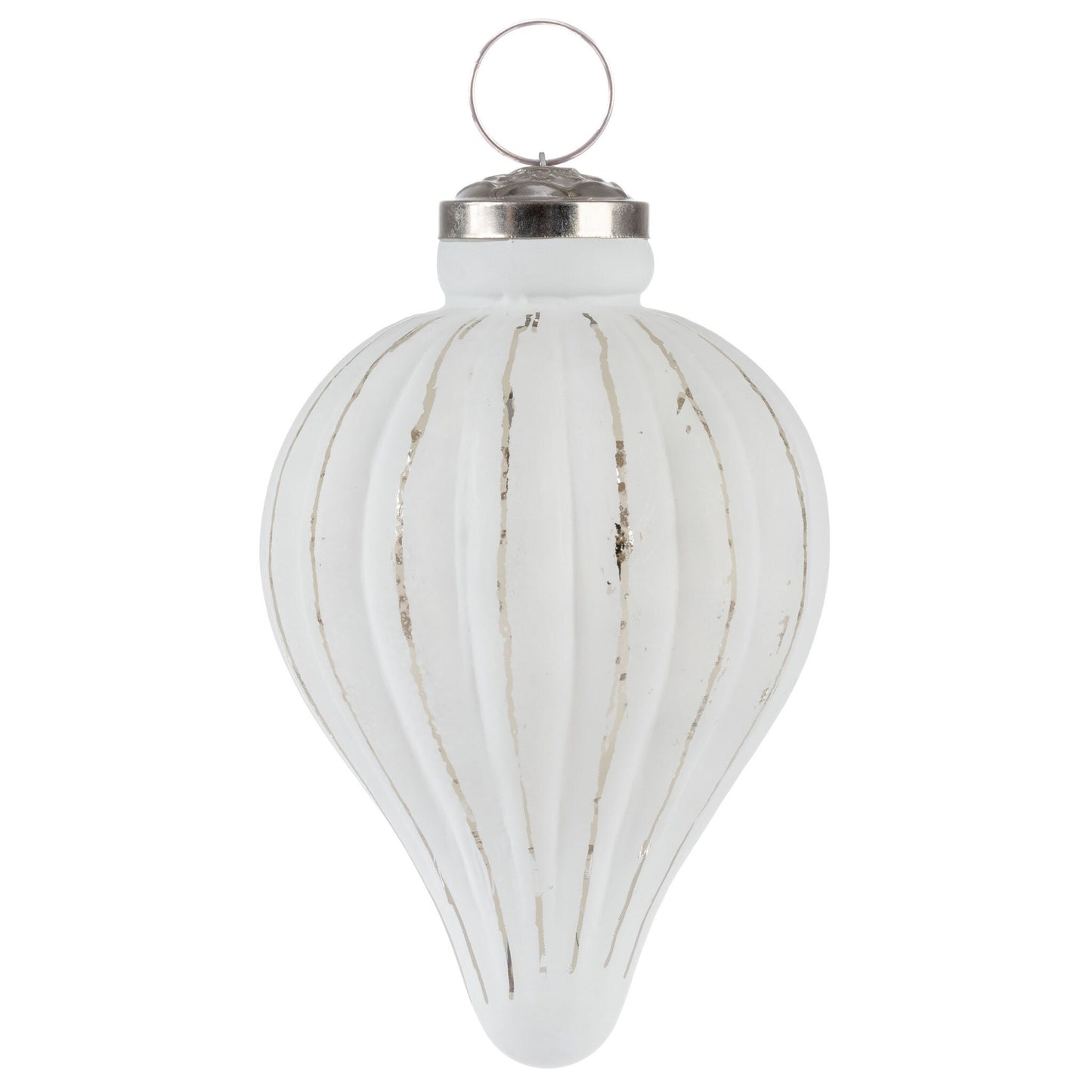 Teardrop White Glass Ornament