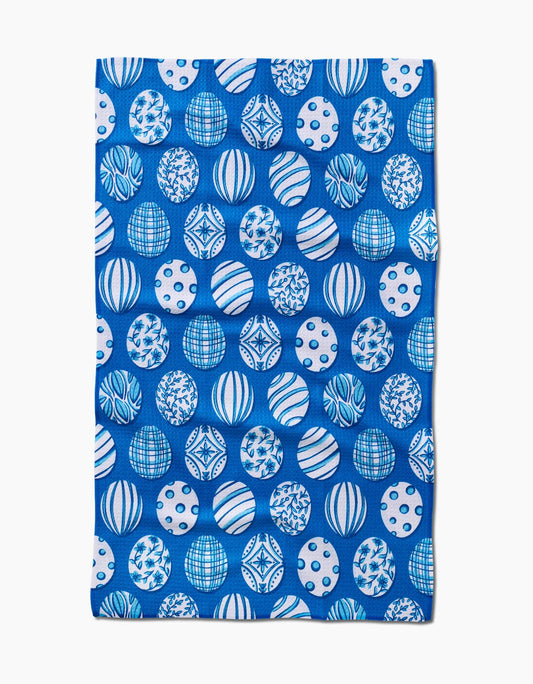 Geometry - Delft Blue Easter Eggs Tea Towel