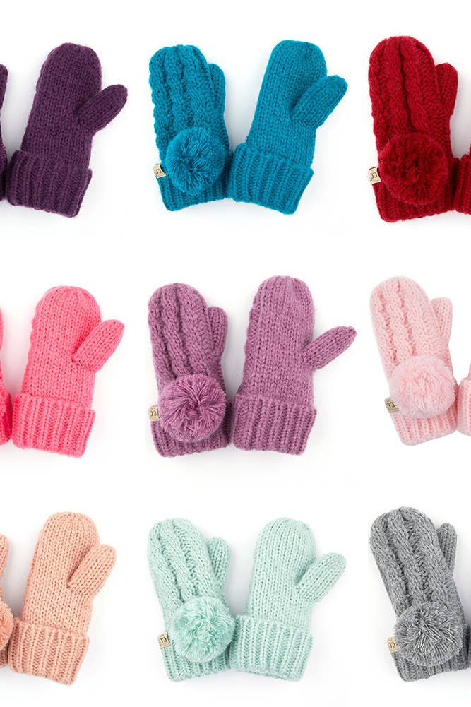 C.C Kids Pom Kids Glove With Fuzzy Lining