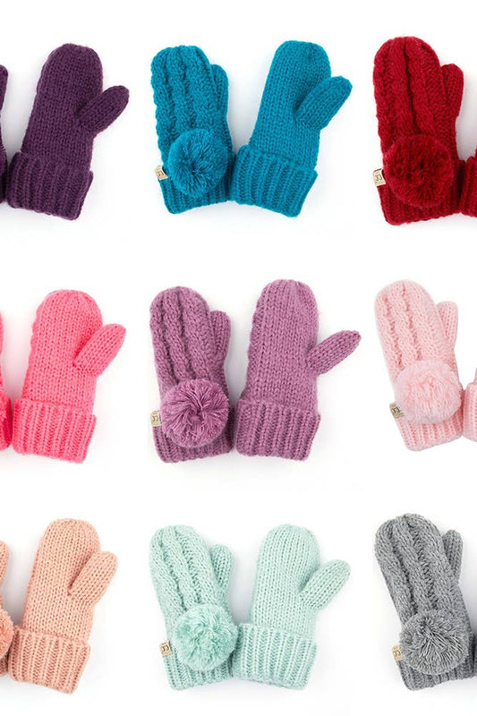 C.C Kids Pom Kids Glove With Fuzzy Lining