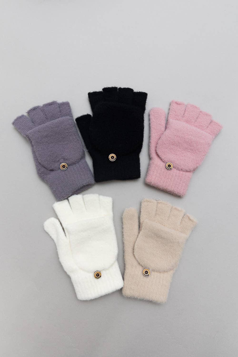 Leto Accessories - Winter Knit Convertible Fingerless Gloves with Mitten Flap