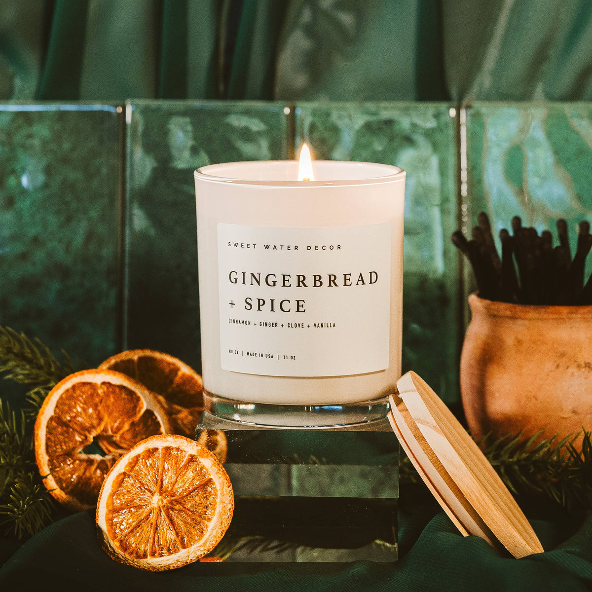 Sweet Water Decor - Gingerbread and Spice 11 oz Soy Candle - Christmas Decor