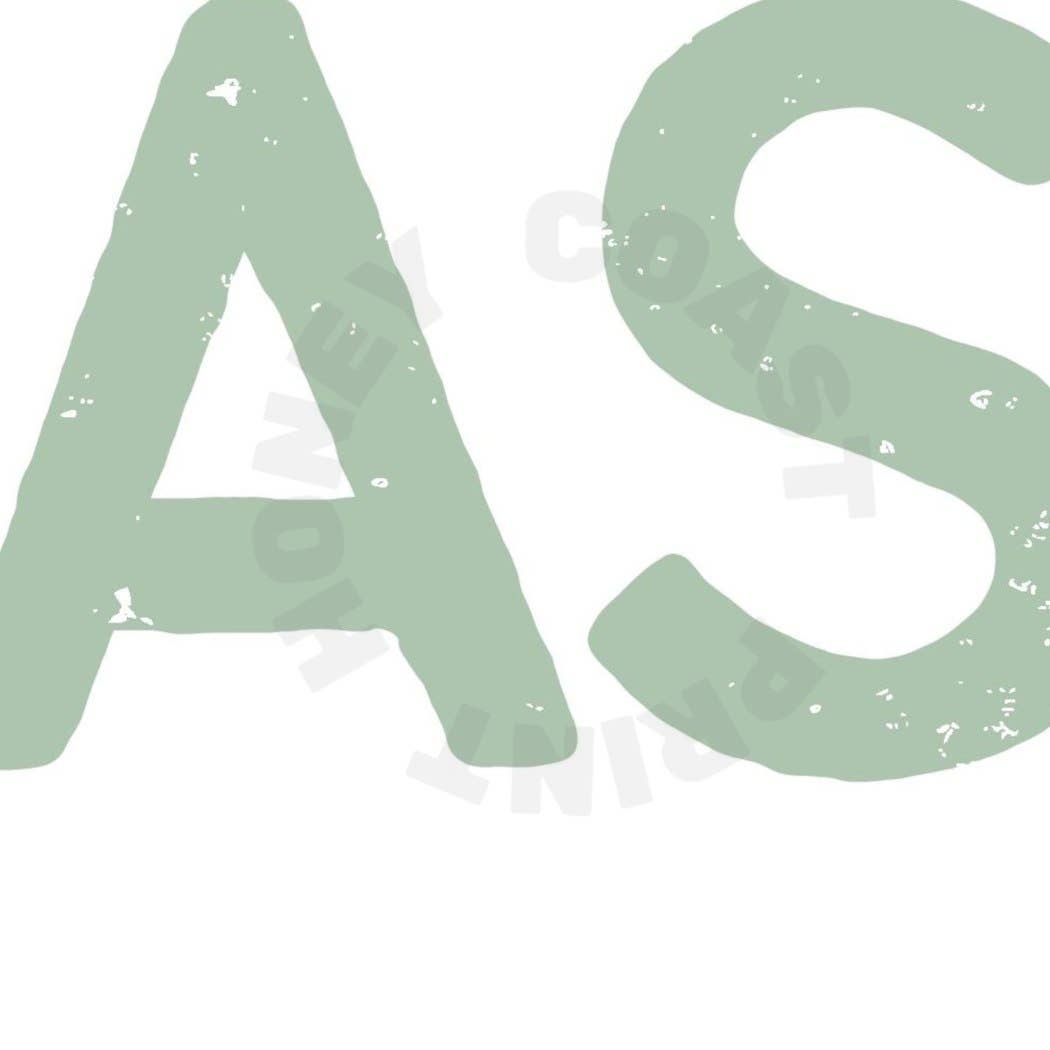Landscape Sage Green West Coast Retro Typography Wall Art