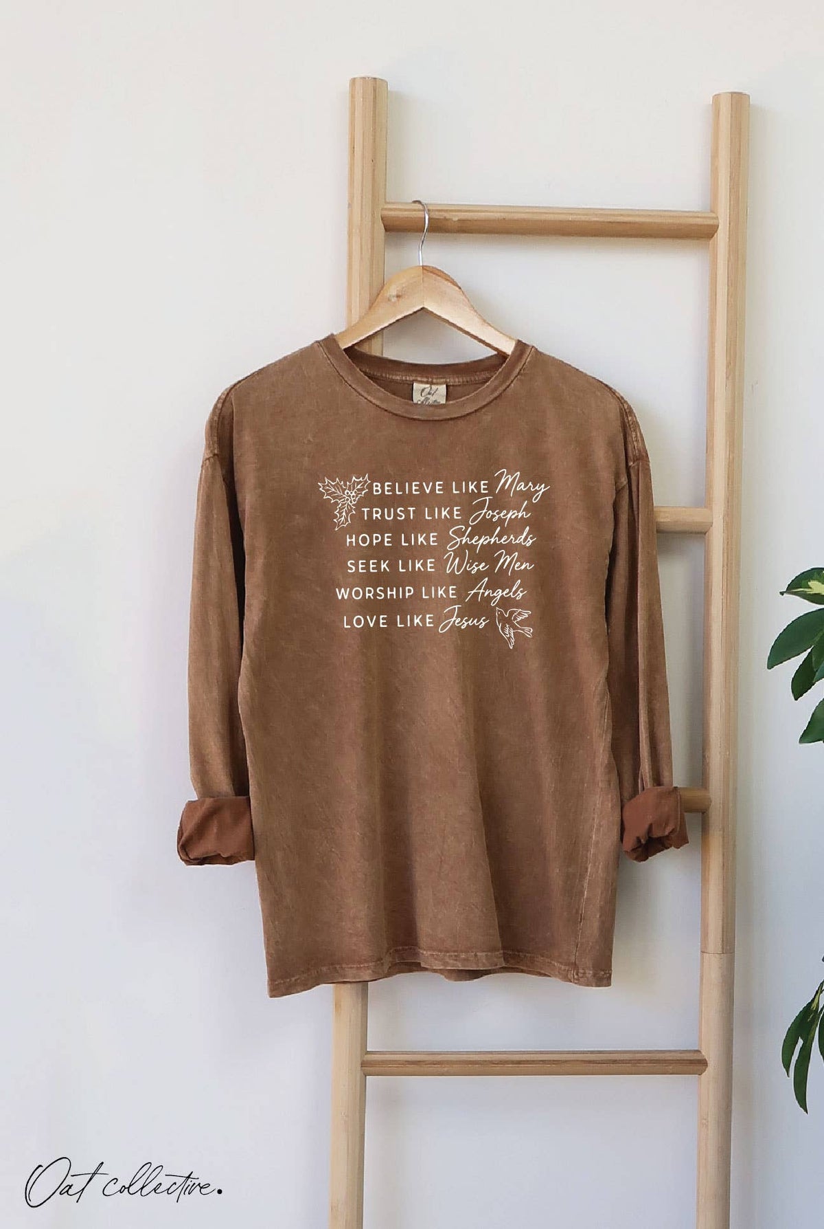BELIEVE LIKE Mary Mineral Washed Long Sleeve Graphic