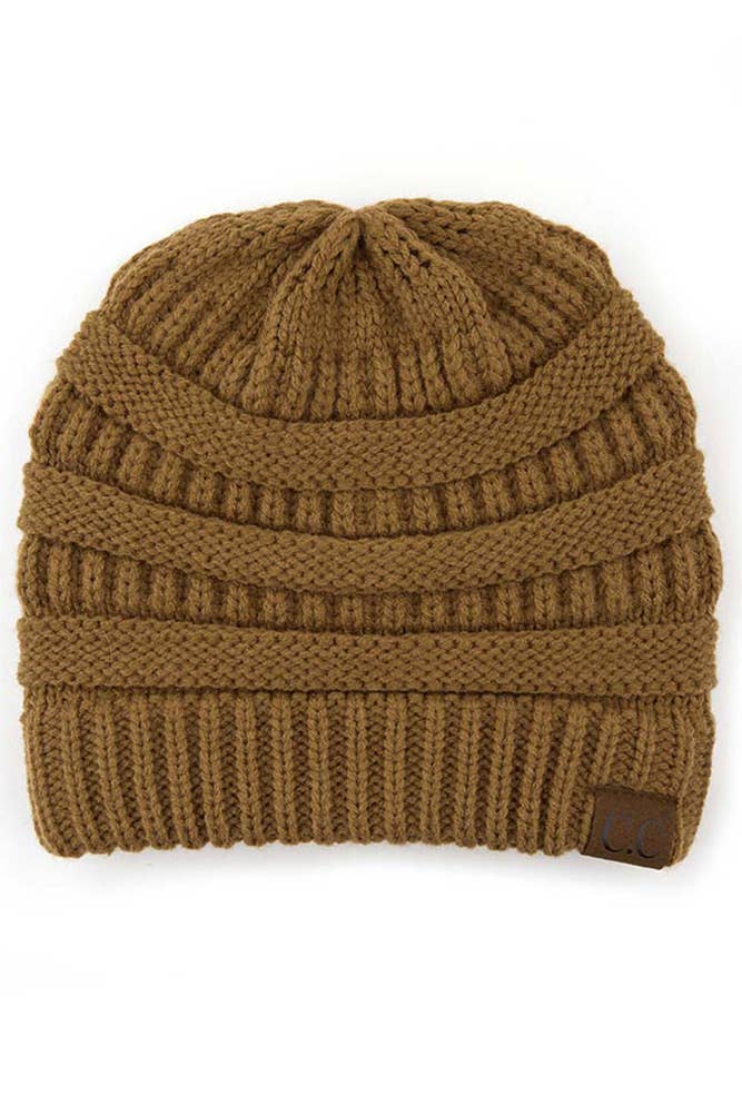 C.C Ribbed Kit Solid Color Beanie: Light Melange Gray