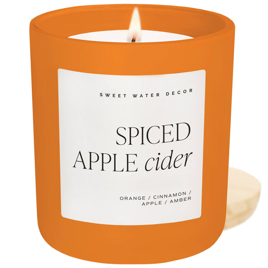 Sweet Water Decor - Spiced Apple Cider 15 oz Soy Candle, Matte Jar - Home Decor