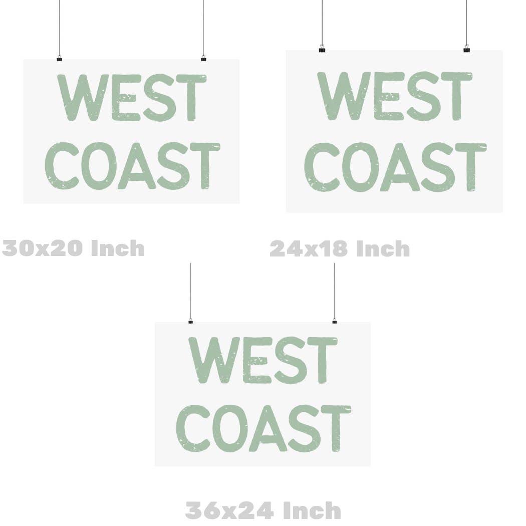 Landscape Sage Green West Coast Retro Typography Wall Art