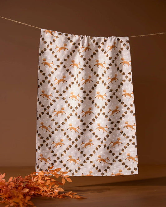 Geometry - Foxes and Twinkles Tea Towel