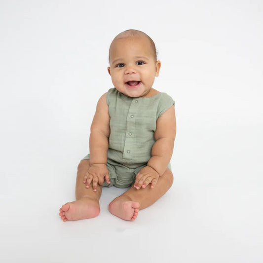 Shortie Muslin Romper | Desert Sage