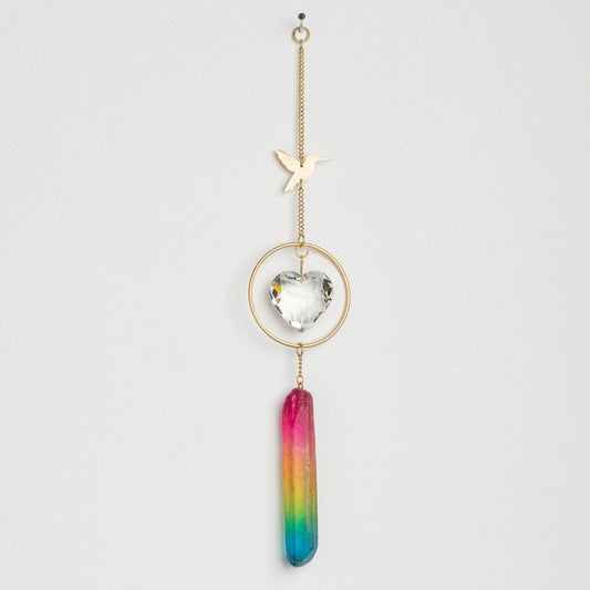 Stone Suncatcher - Hummingbird/Rainbow Stone